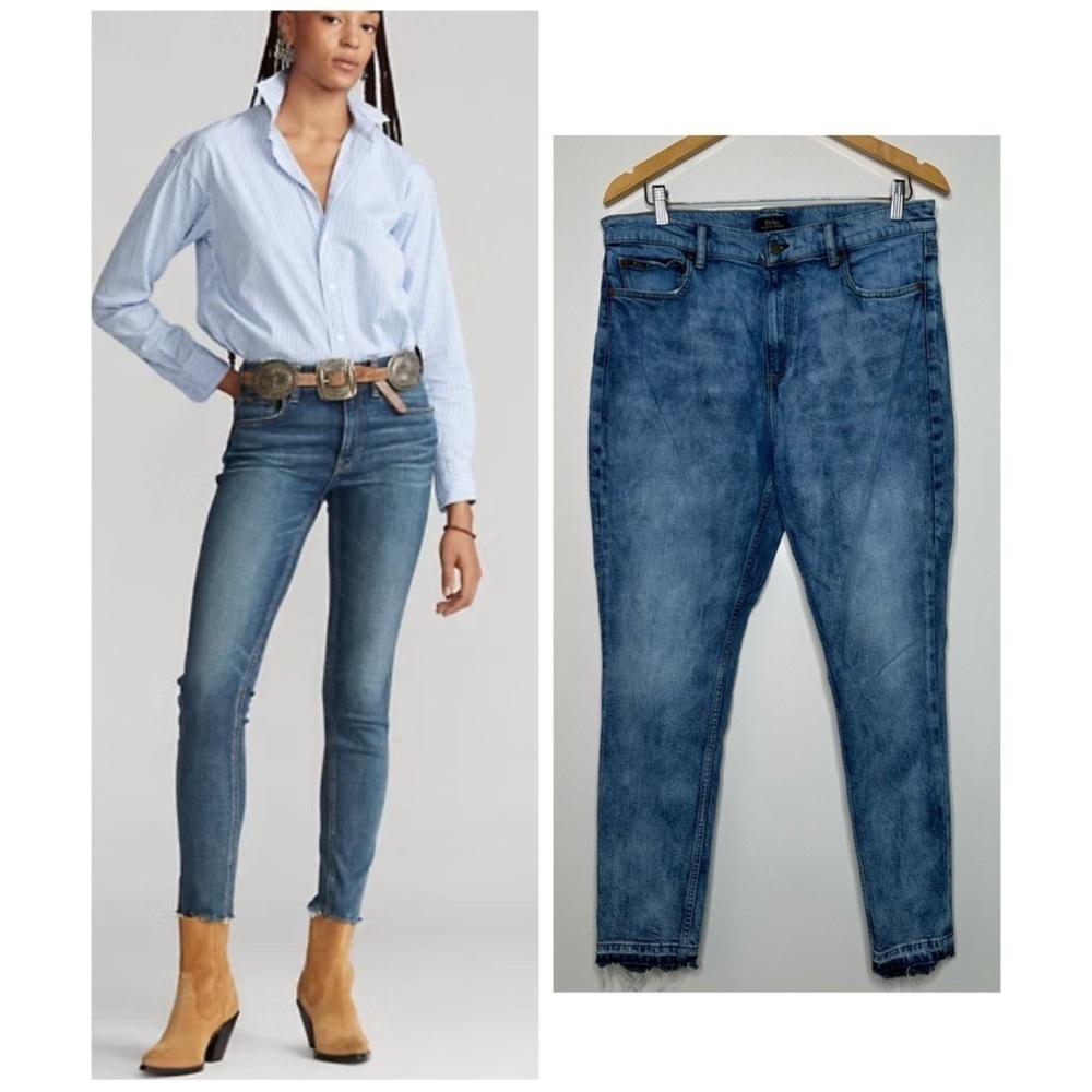 Polo Ralph Lauren Women’s Tompkins Skinny High-Rise Raw Hem Ankle Jeans 32